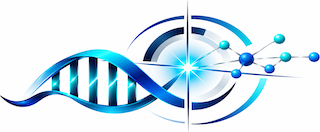 RNABioPrecision logo: an RNA-inspired molecular motif in navy and cyan